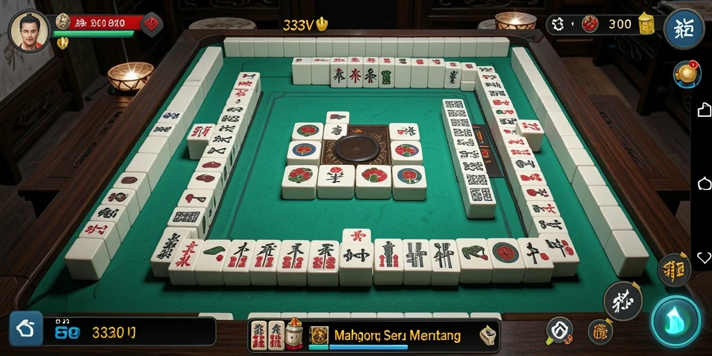 Tampilan gameplay seru dalam 333V permainan Mahjong.