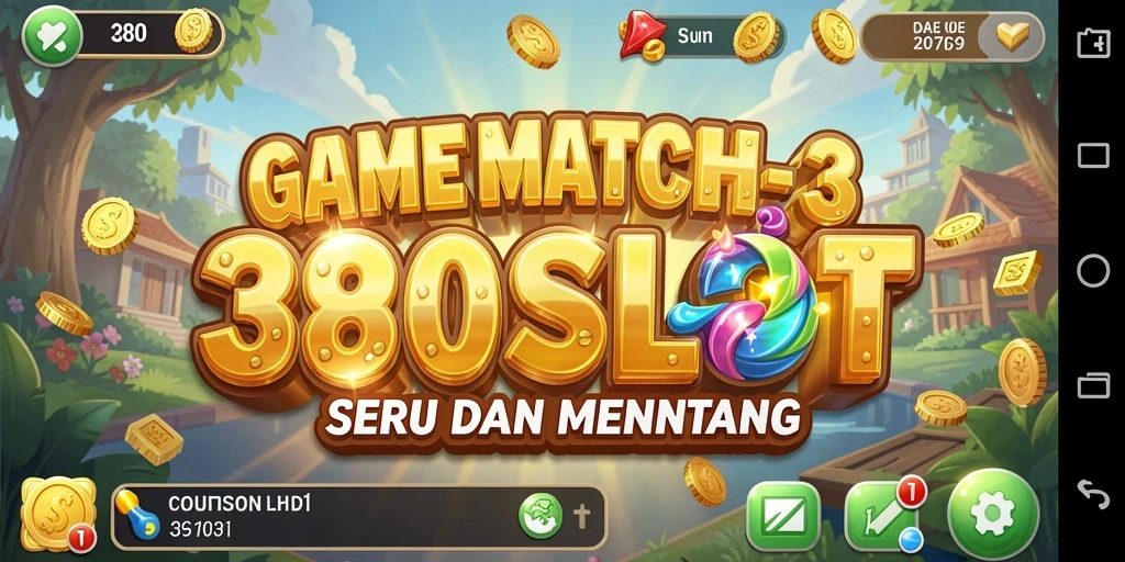 Tampilan gameplay Match-3 yang seru dan penuh warna di 380SLOT.