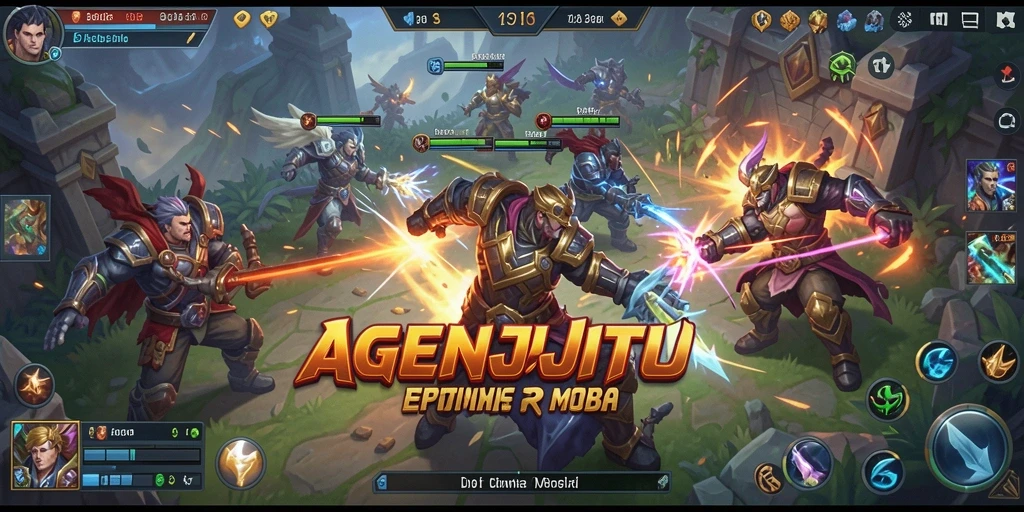 Gameplay AGENJITU menunjukkan pertempuran seru antara dua tim.