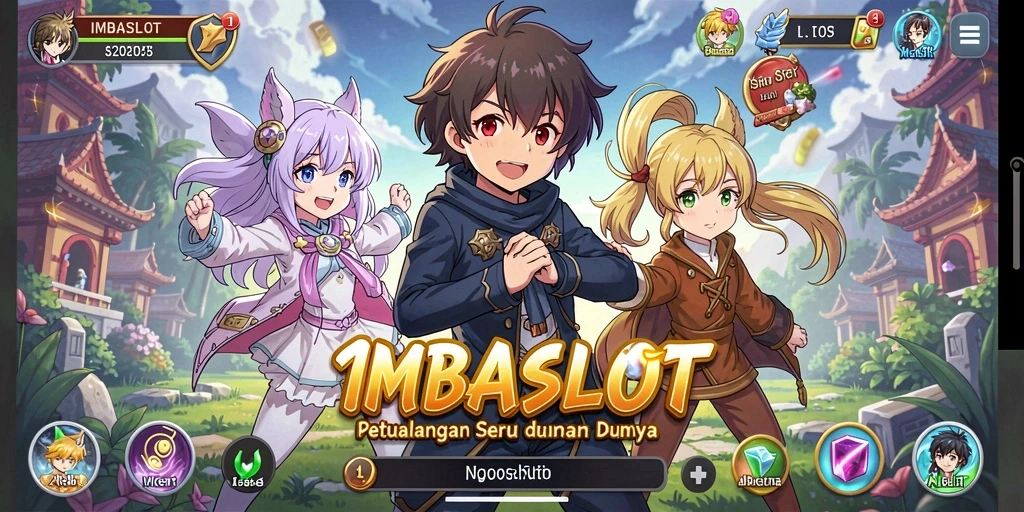 Tampilan gameplay seru dari IMBASLOT yang menghidupkan karakter anime.