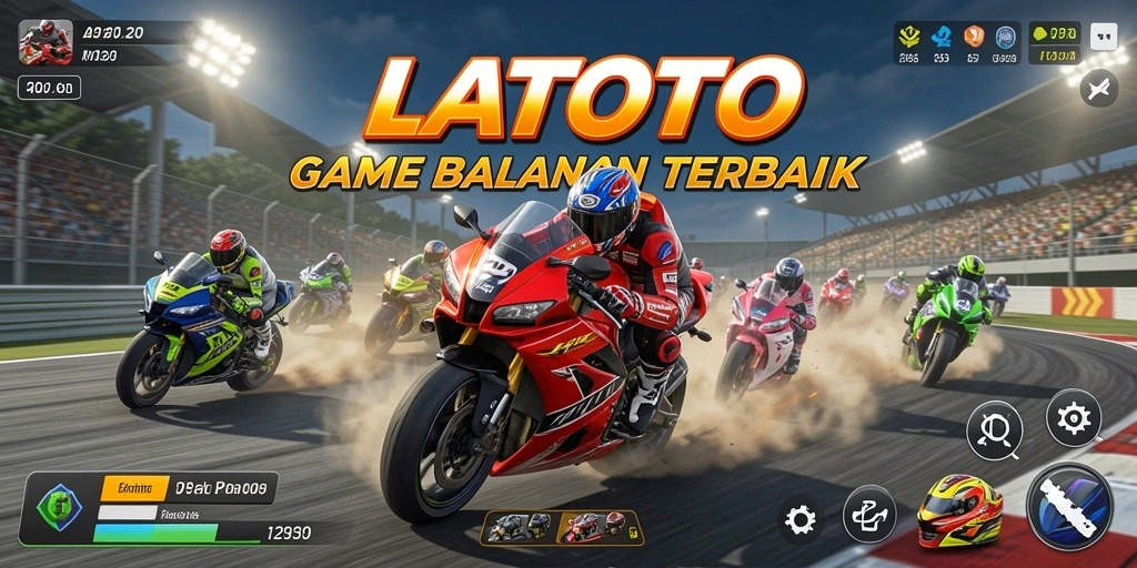 Gameplay LATOTO menampilkan aksi balapan motor yang mendebarkan.