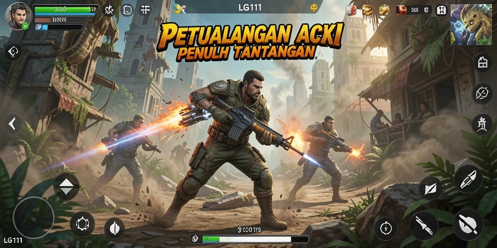 Tampilan gameplay menegangkan dalam LG111, penuh aksi dan strategi.