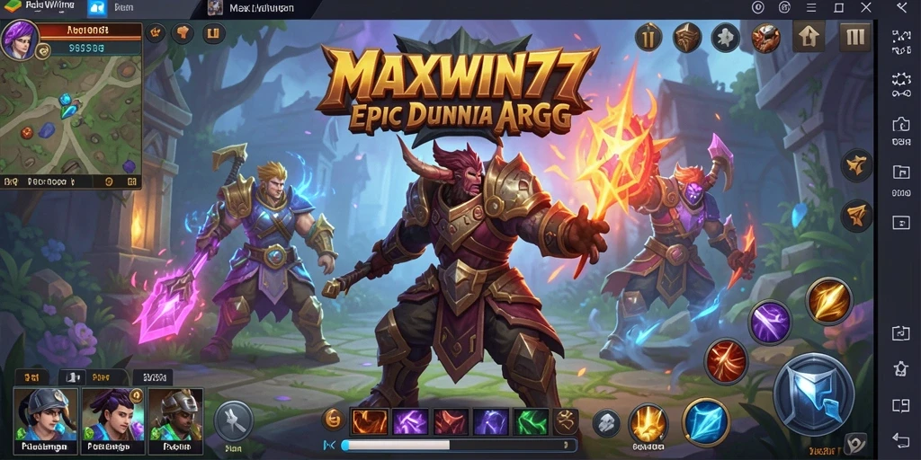Tampilan screenshot gameplay ARPG MAXWIN77 dengan aksi pertarungan yang epik.