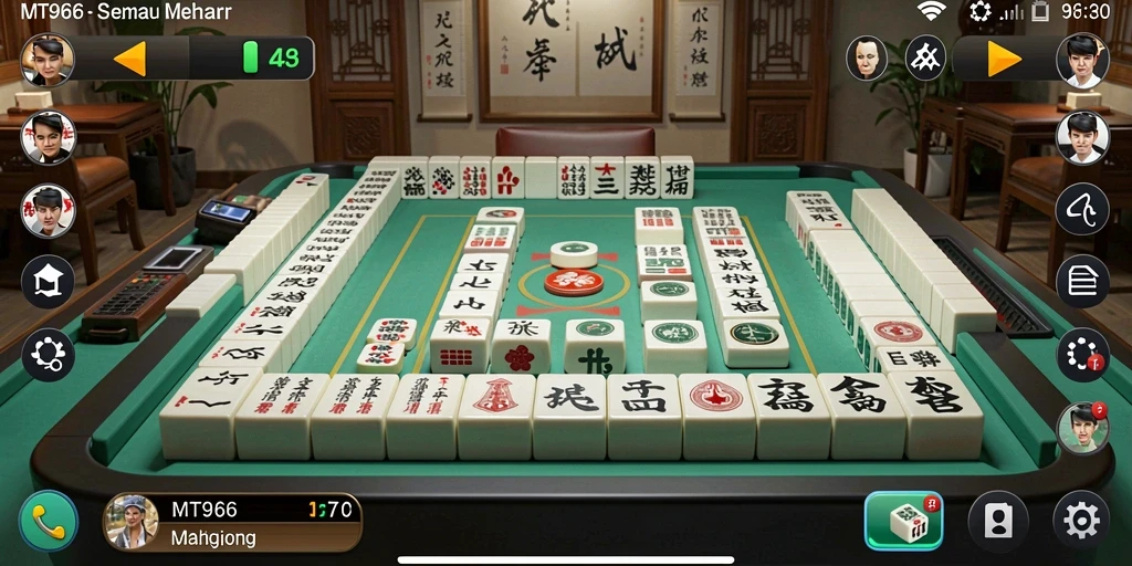 Tangkapan layar menunjukkan gameplay seru Mahjong di MT966.