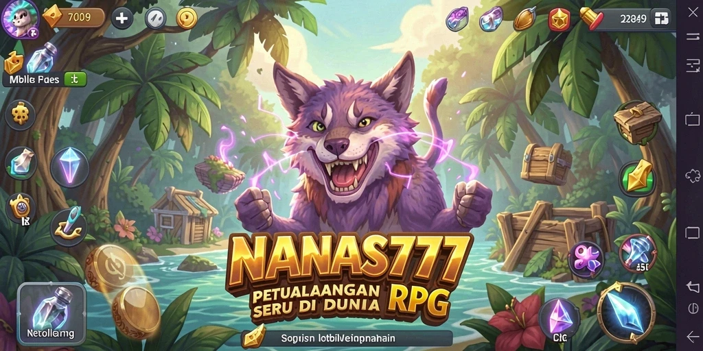 Screenshot gameplay NANAS777 menampilkan pertempuran epik dan eksplorasi dunia.