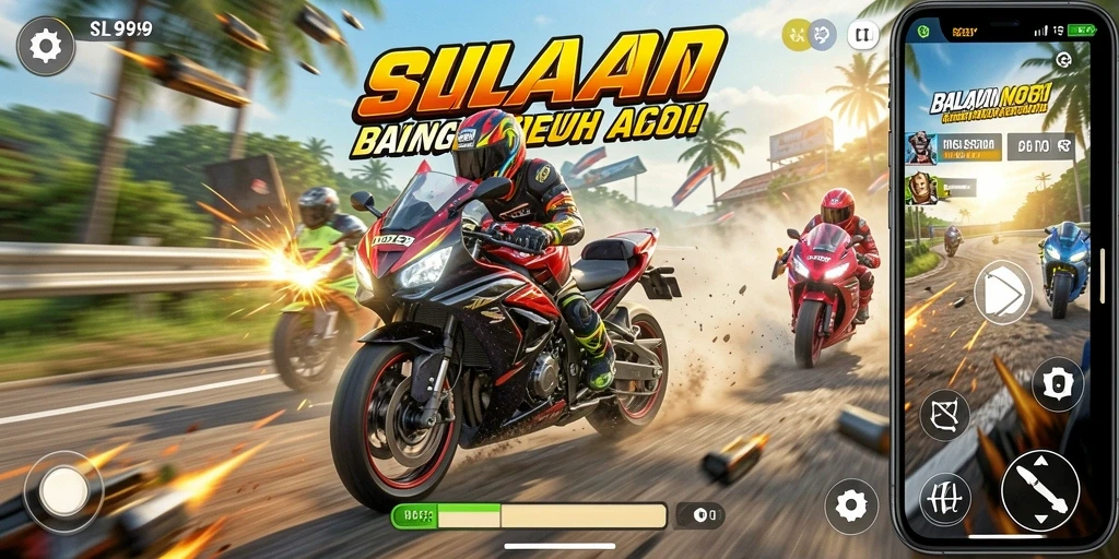 Gameplay mendebarkan dari SL999 dengan balapan motor yang intens.