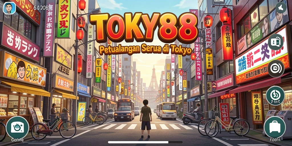 Tampilan gameplay seru dalam petualangan di Tokyo.
