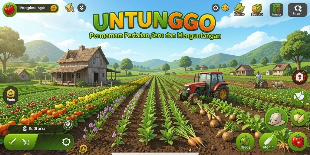 Screenshot UNTUNGGO menampilkan aktivitas seru dalam pertanian.